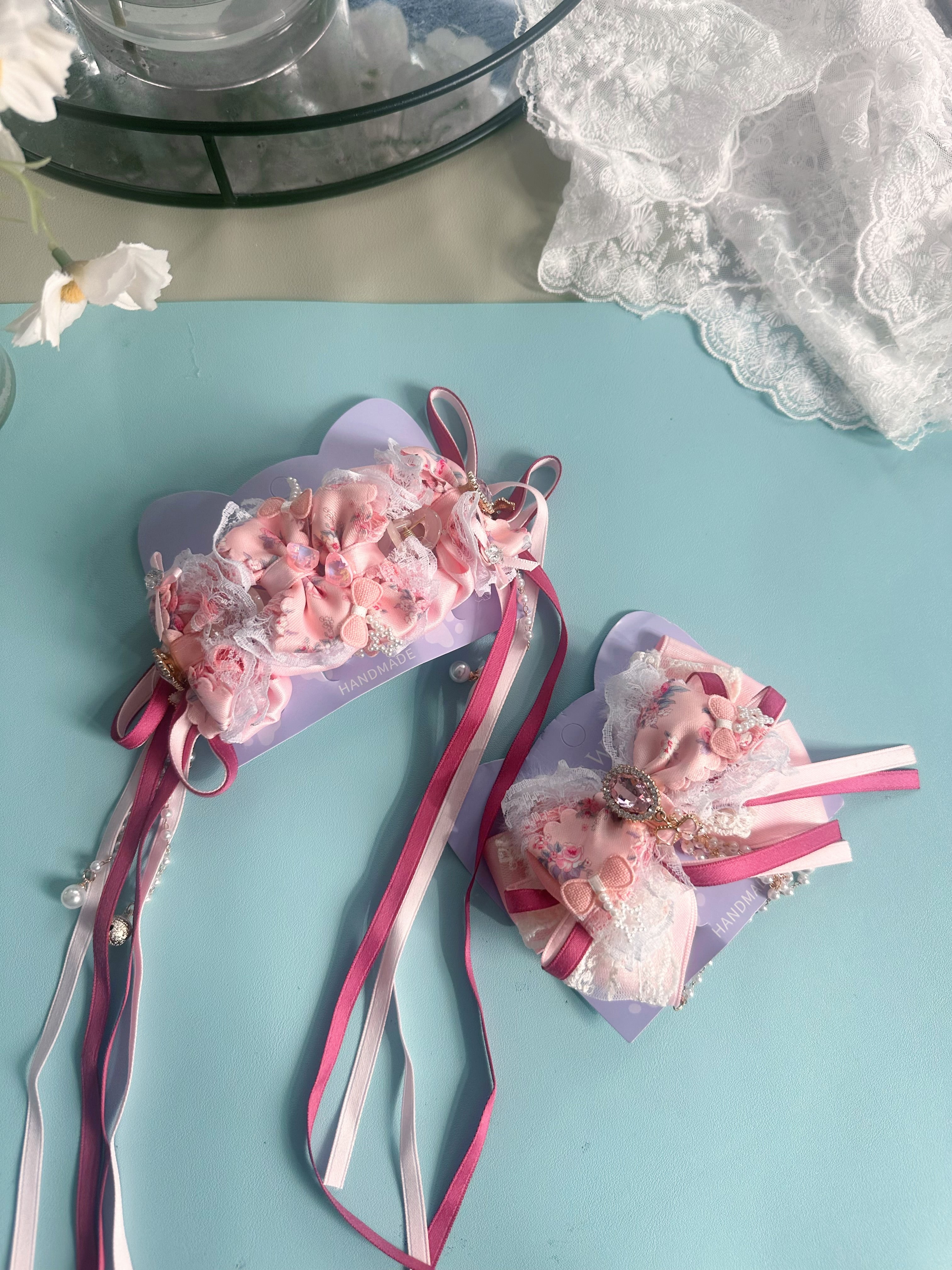 Pink diamond bow hair clip – The Wink