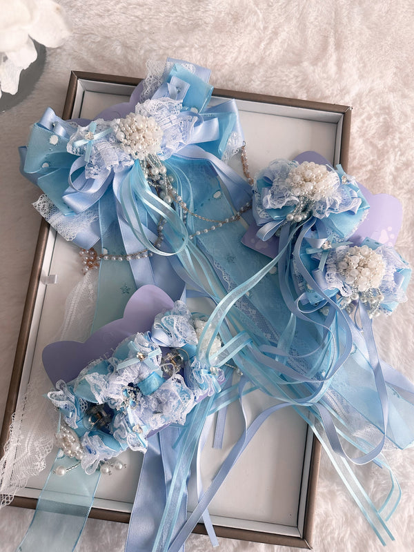 Sky blue Lolita long floating webbing