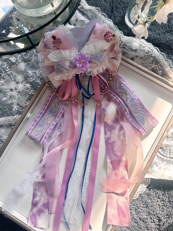 Purple pink Lolita streamer hair clip