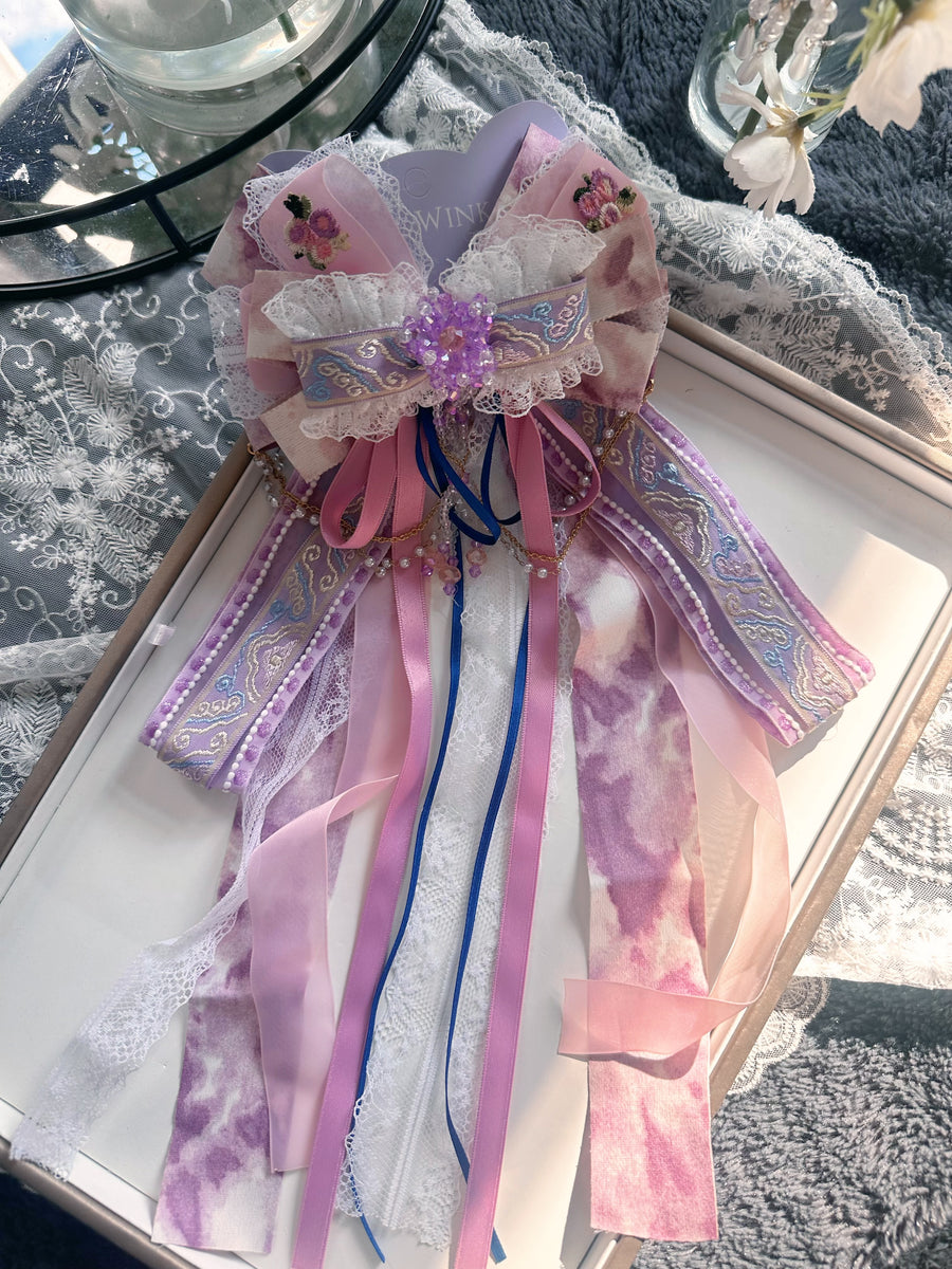 Purple pink Lolita streamer hair clip