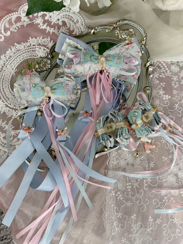 Floral macaron hair streamers