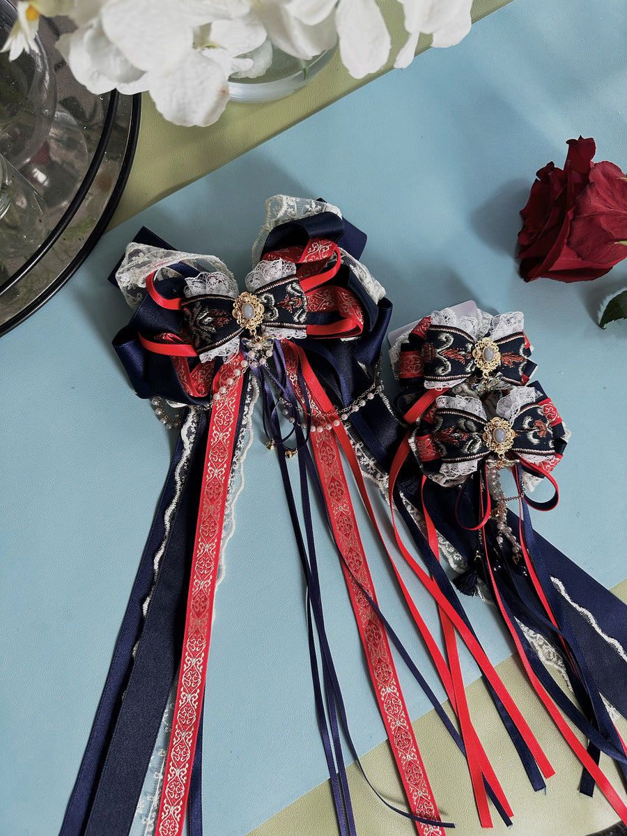 Black and red Lolita long streamers
