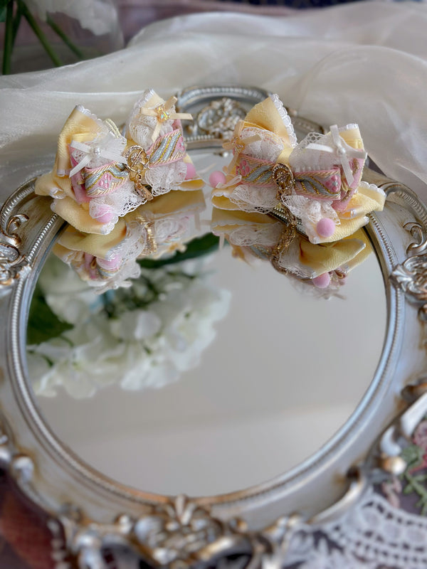 Yellow Lolita lace ribbon bow