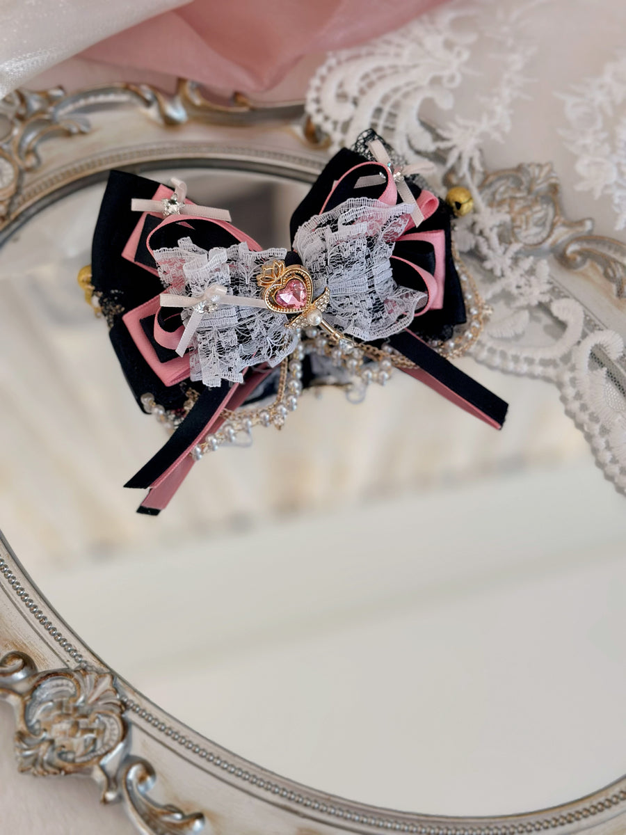 Black pink Lolita bow clip