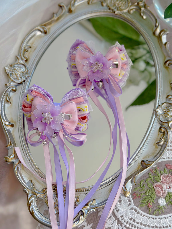 Purple Flower Lolita Pairs of clips (clips removable)