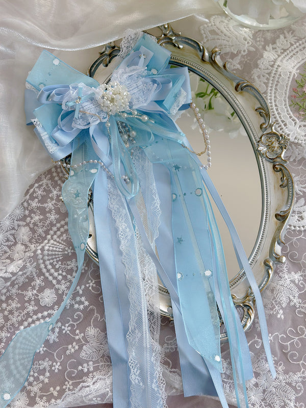 Sky blue Lolita long floating ribbon