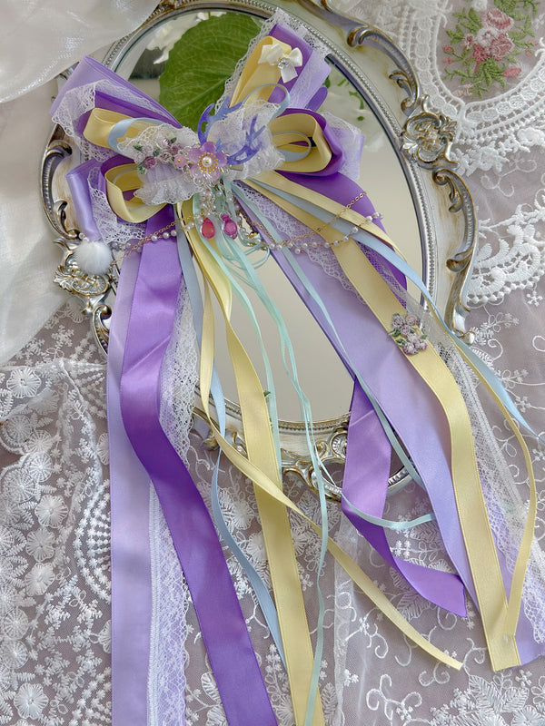 Purple deer Lolita Long floating ribbon (clip removable)