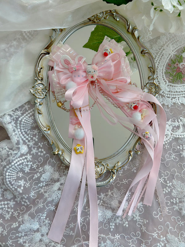 Pink KT Lolita long floating ribbon