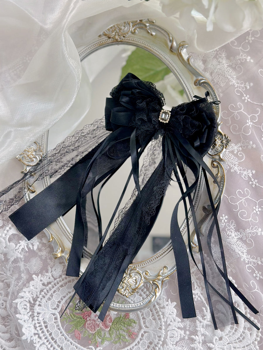 Black silk lace webbing (medium) Lolita ribbon