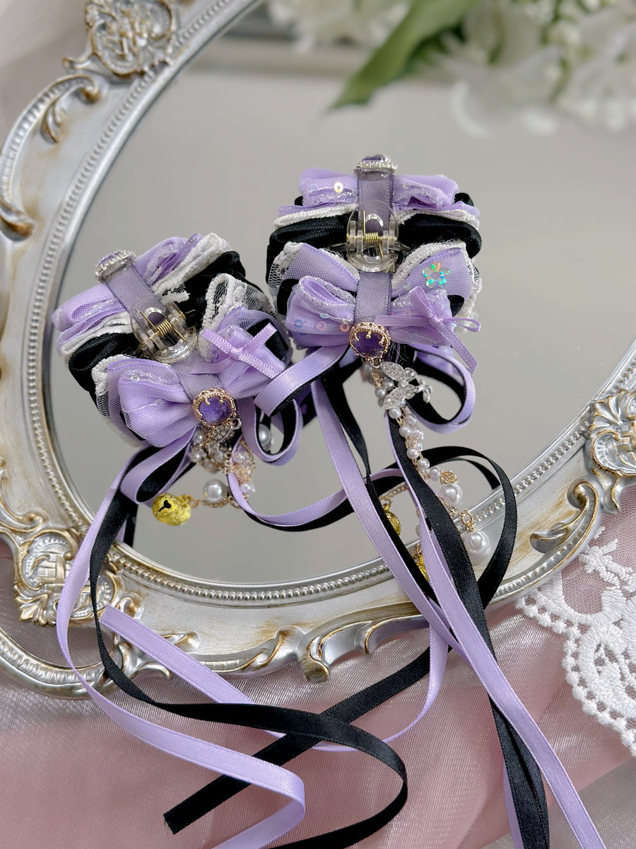 Black purple kt Lolita bow