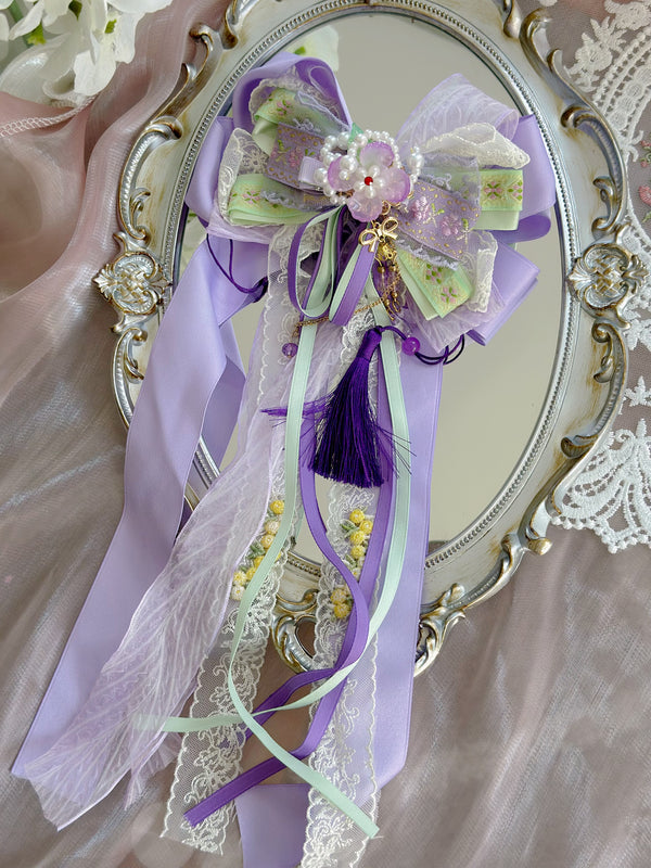 Purple Flowers Romantic Bow Flower Streamer (clip removable)