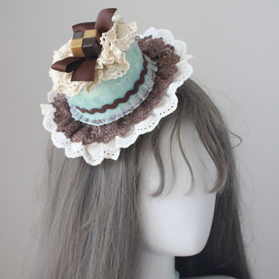 Original handmade delicate Lolita accessories, cake hats, mint chocolate headbands, Lolita hair accessories, clips