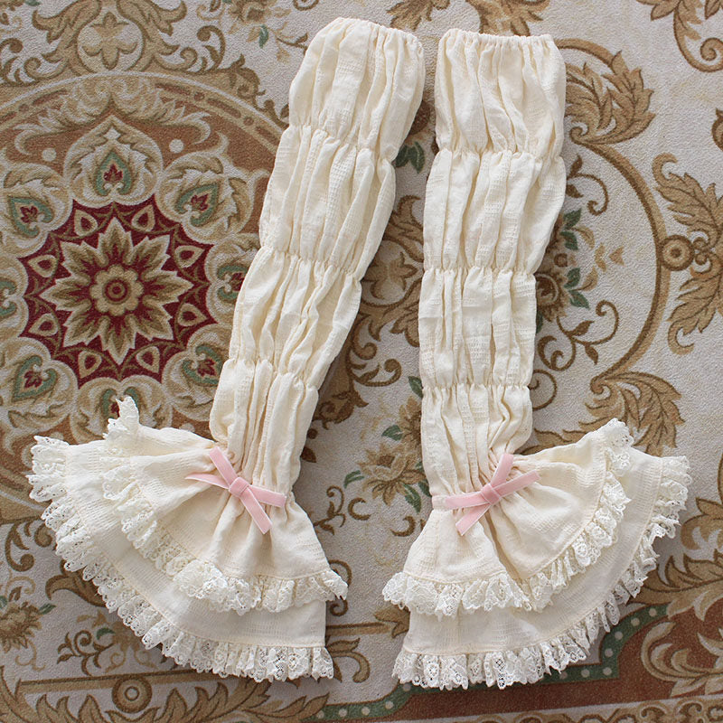 Handmade pure cotton antique doll wall sleeves, matching accessories, lolita-style lotus root-shaped sleeves, lace doll-like arm