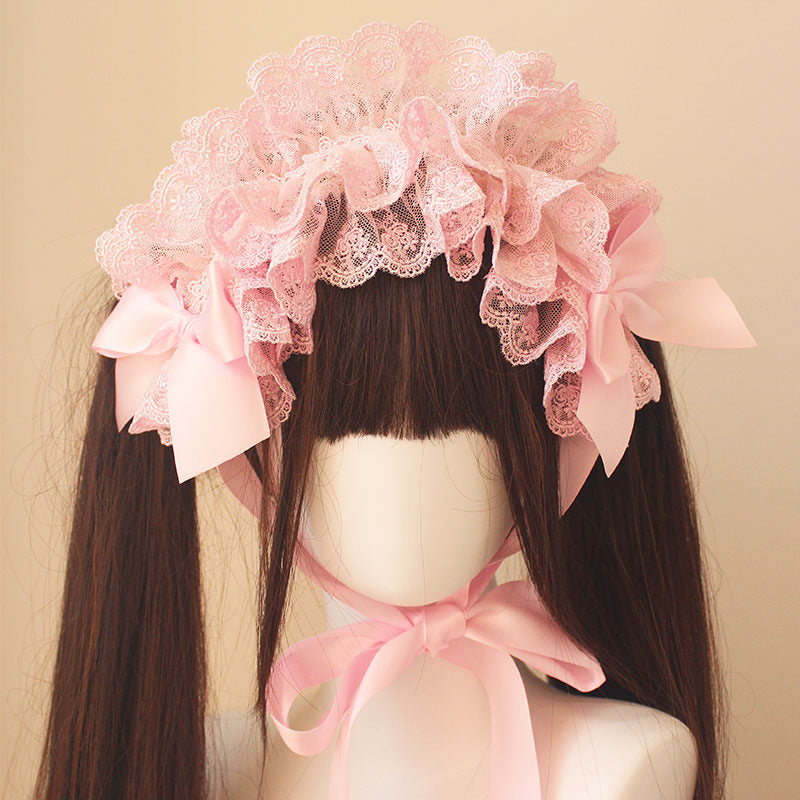 Multi-colored original DOLL-style sweet headband with multi-layered lace, gorgeous Lolita hair accessory, wedding accessory, ballet style