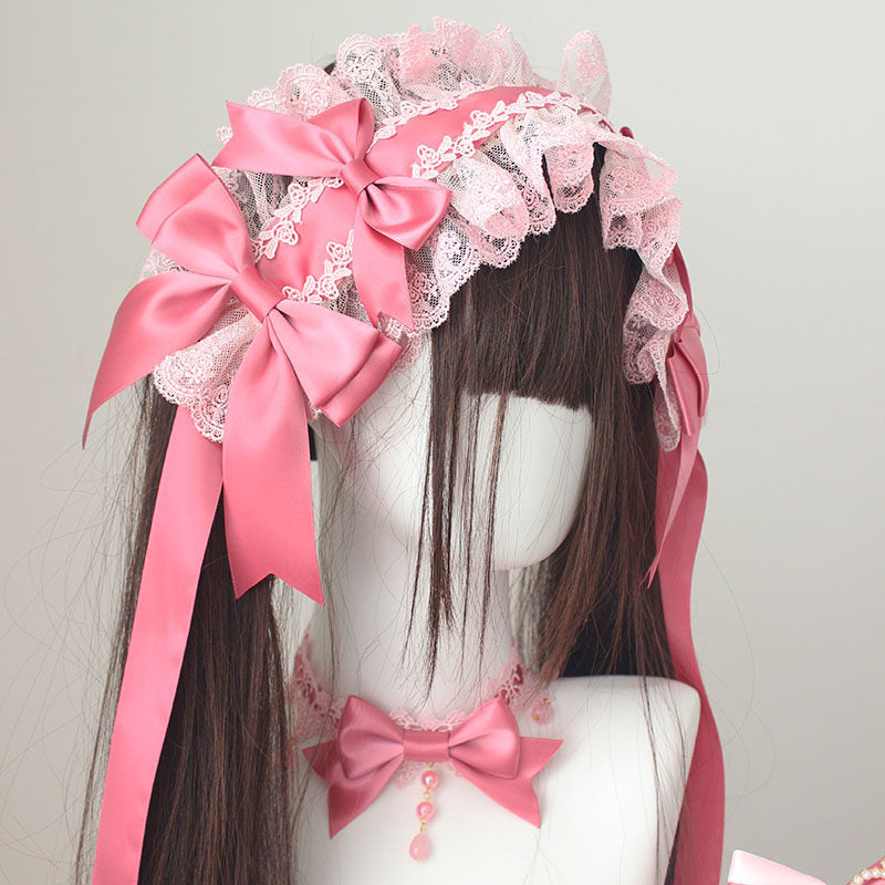Velvet cake-inspired handmade Lolita accessories: headbands, KC headbands, chokers, hair clips.