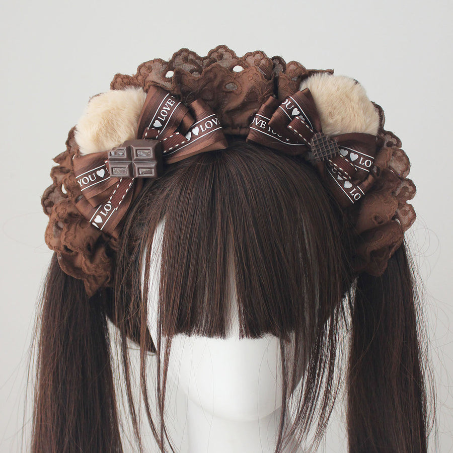 Choco Bear Handmade Chocolate Lolita Bear Ear Headband, Cute Lolita Bear Ears, KC Tiramisu