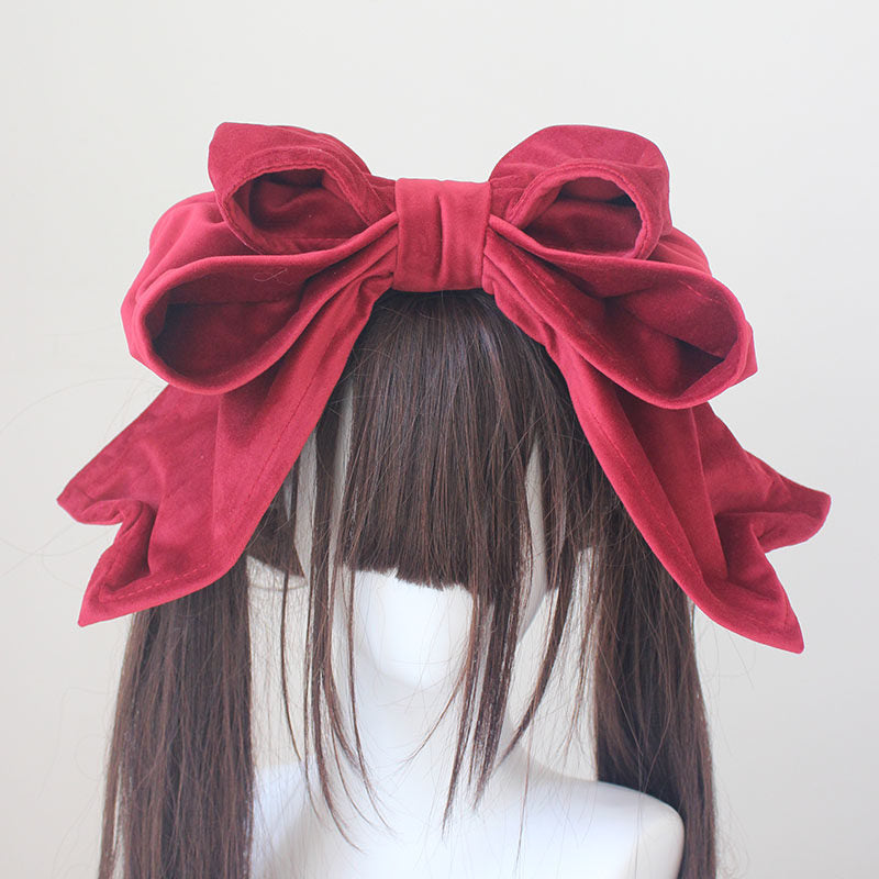 Original handmade high-quality velvet oversized bow headband KC Lolita hair accessory retro Lolita trinkets